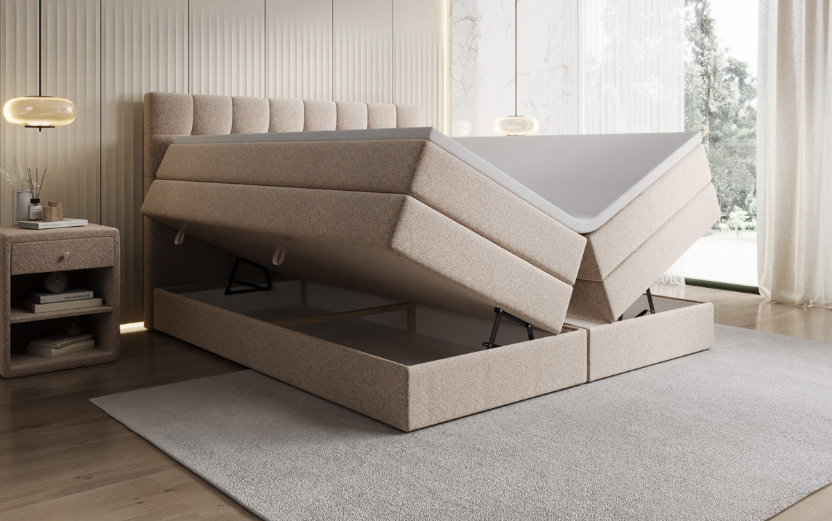 Boxspringbett Grandé a Strukturstoff mat Stauraum