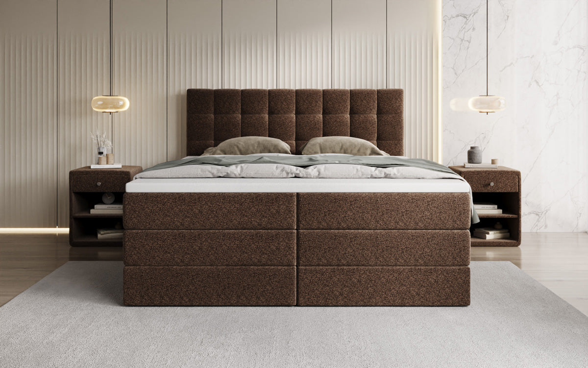 Boxspringbett Grandé a Strukturstoff mat Stauraum