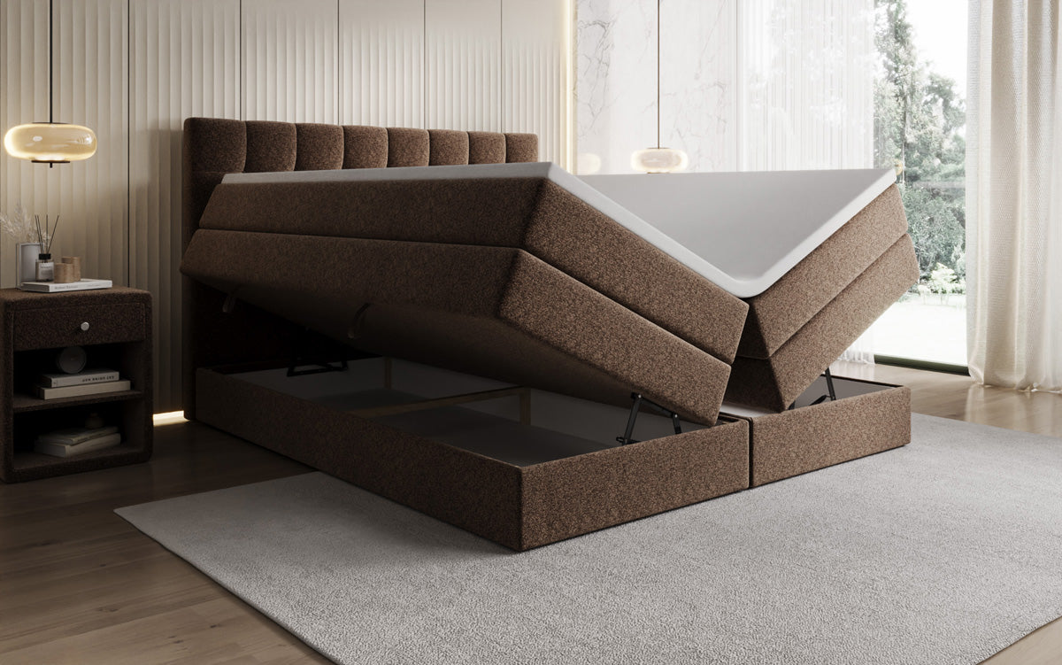 Boxspringbett Grandé a Strukturstoff mat Stauraum