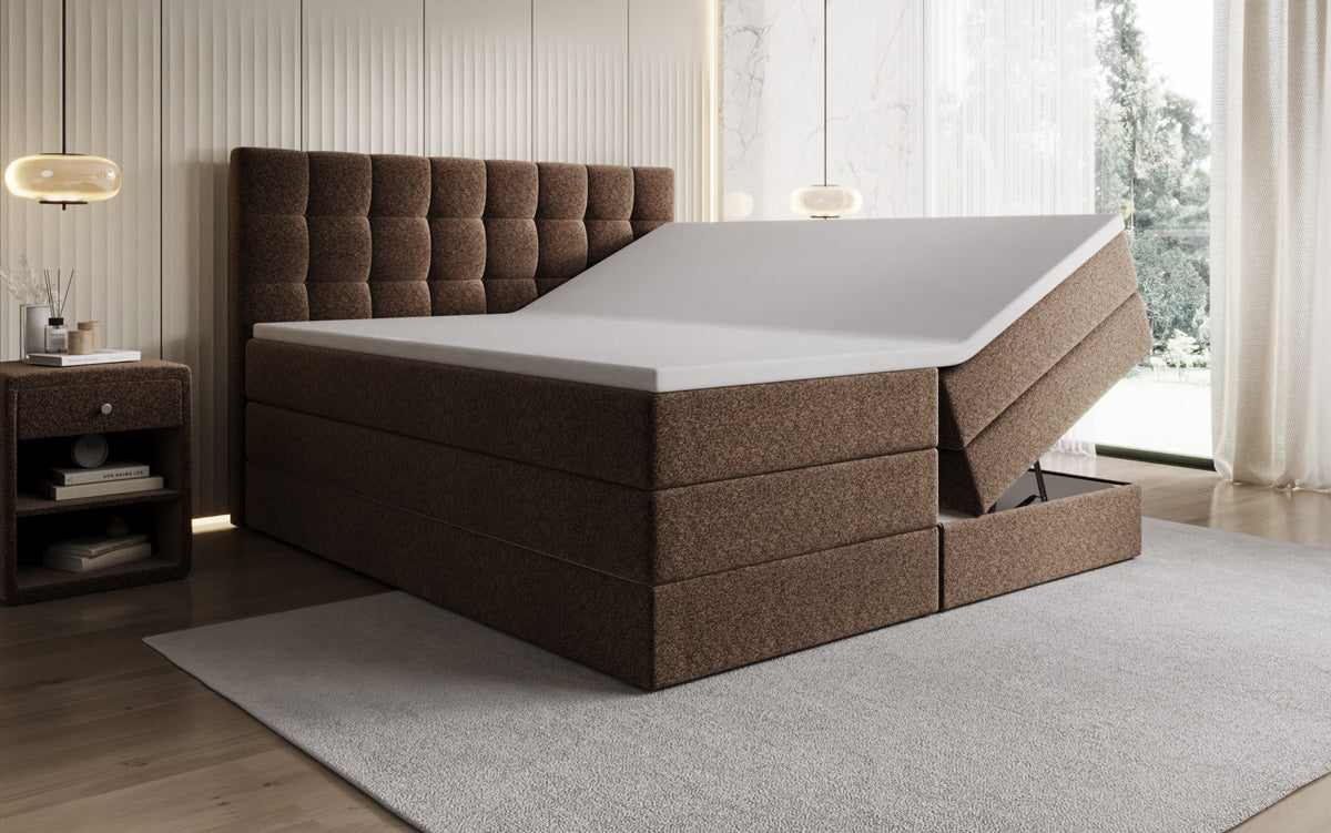 Boxspringbett Grandé a Strukturstoff mat Stauraum