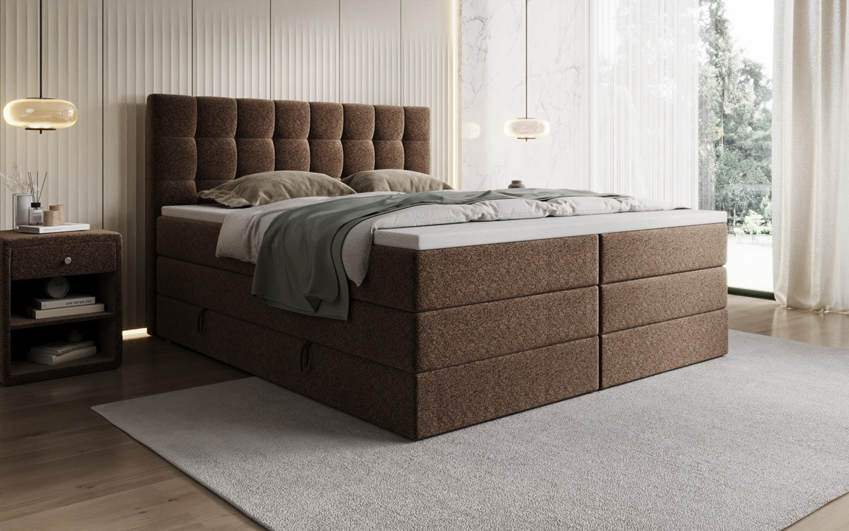 Boxspringbett Grandé a Strukturstoff mat Stauraum