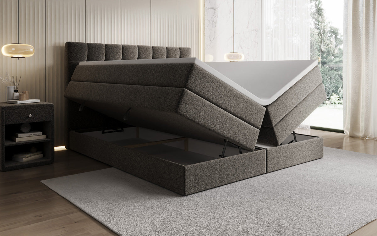 Boxspringbett Grandé a Strukturstoff mat Stauraum