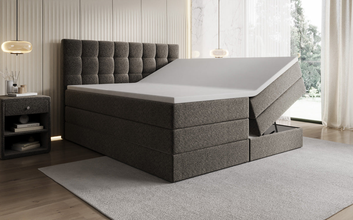 Boxspringbett Grandé a Strukturstoff mat Stauraum
