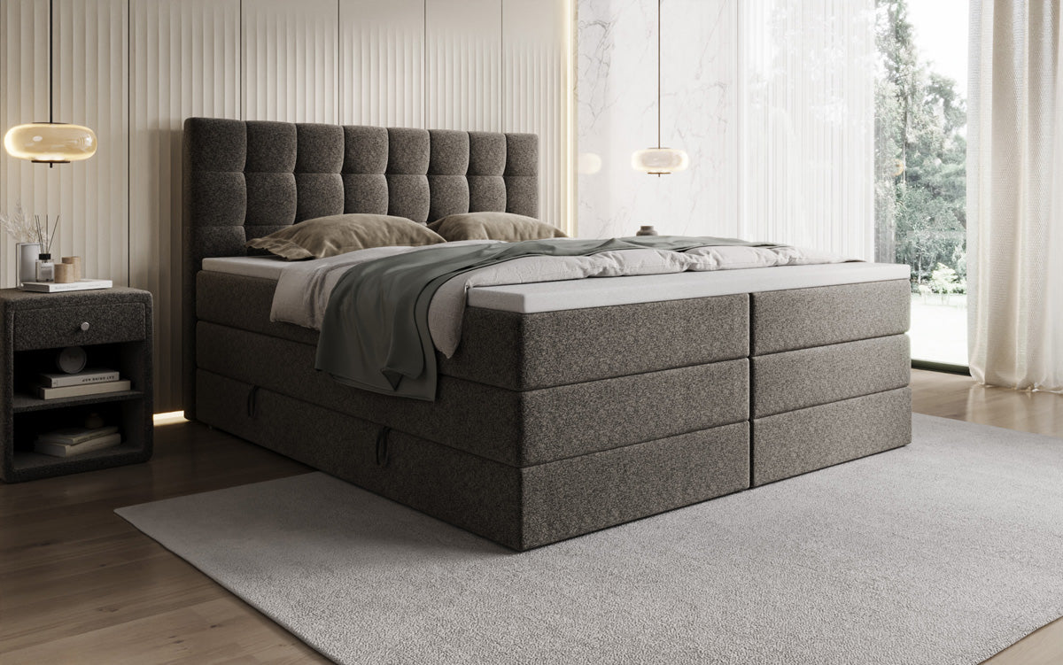 Boxspringbett Grandé a Strukturstoff mat Stauraum