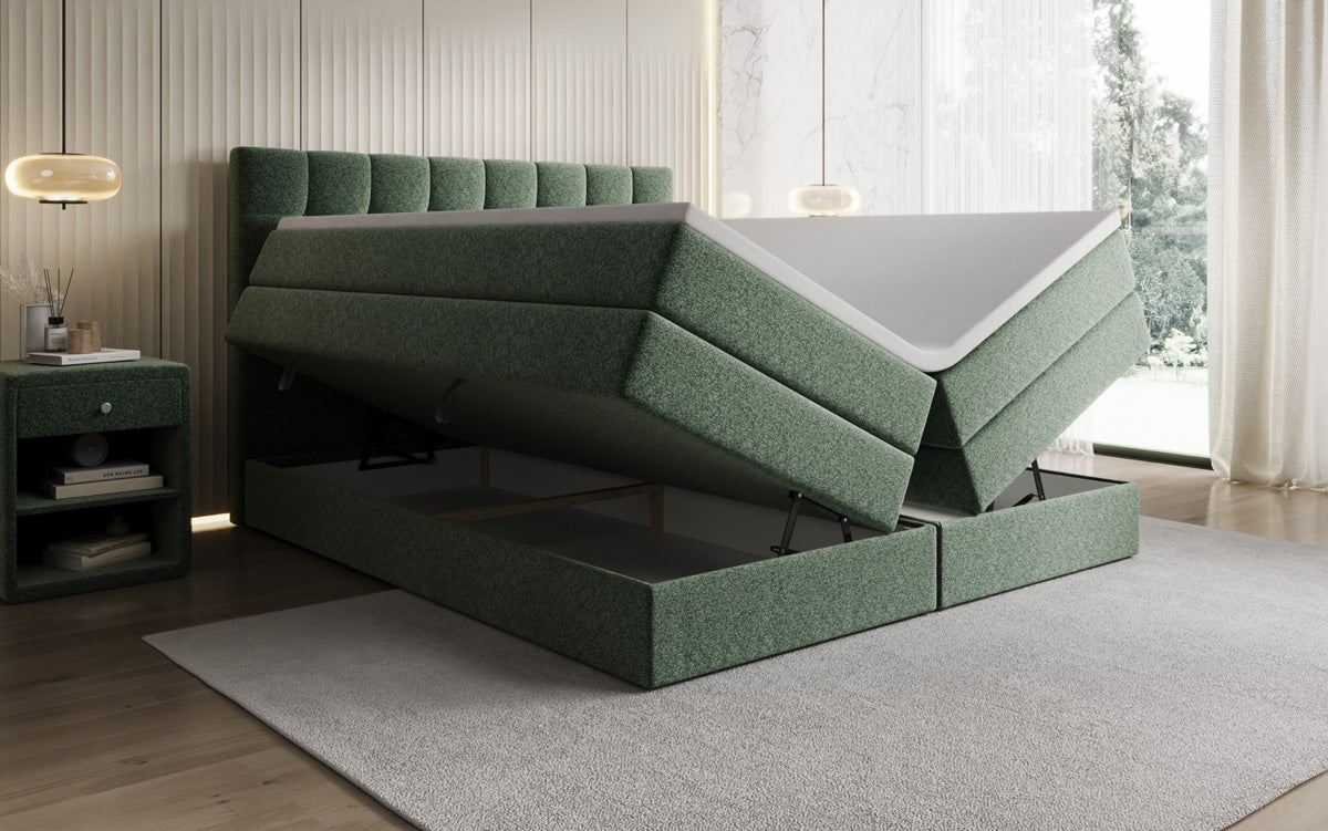Boxspringbett Grandé a Strukturstoff mat Stauraum