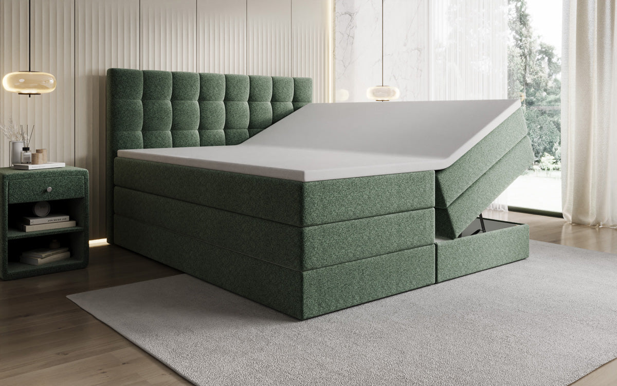 Boxspringbett Grandé a Strukturstoff mat Stauraum