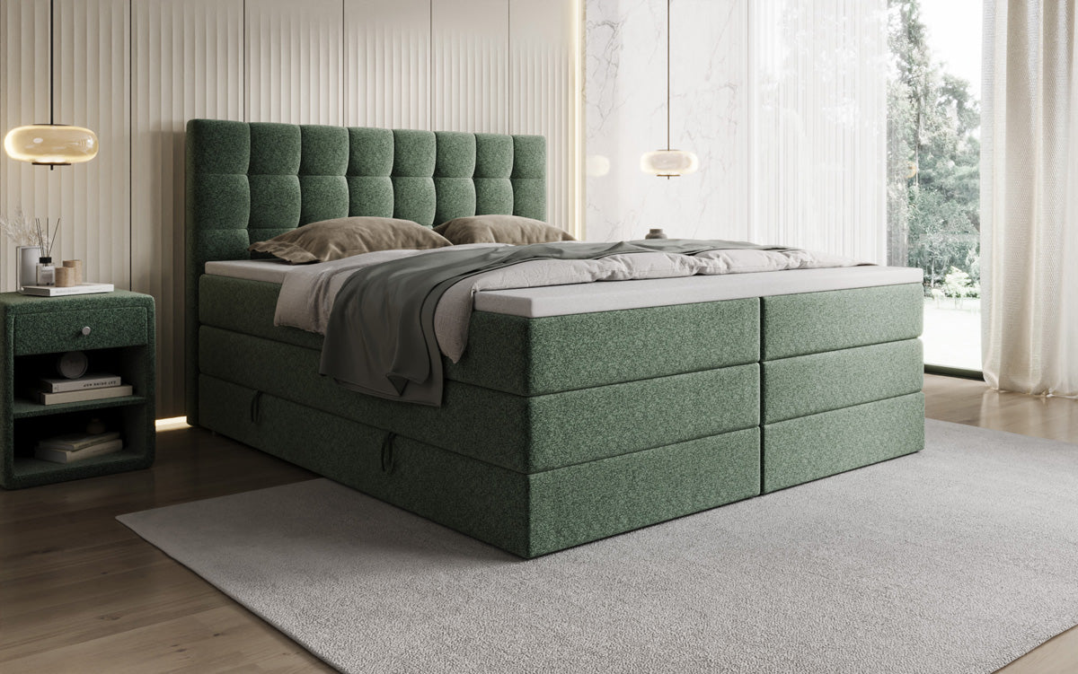Boxspringbett Grandé a Strukturstoff mat Stauraum