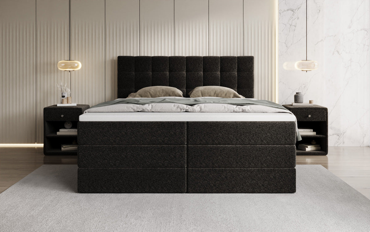 Boxspringbett Grandé a Strukturstoff mat Stauraum