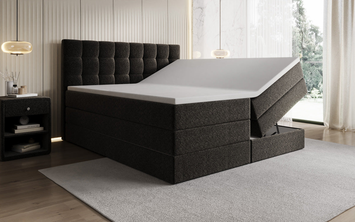 Boxspringbett Grandé a Strukturstoff mat Stauraum