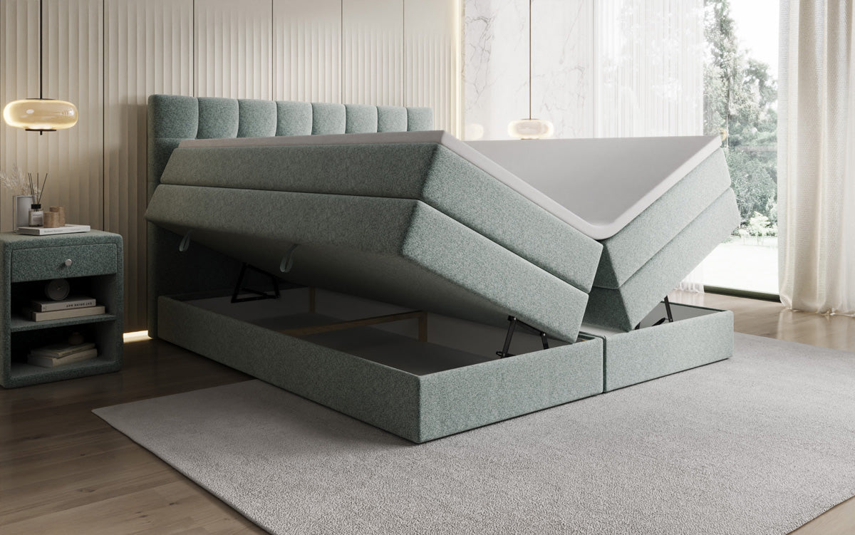 Boxspringbett Grandé a Strukturstoff mat Stauraum