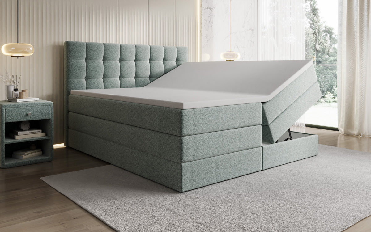 Boxspringbett Grandé a Strukturstoff mat Stauraum