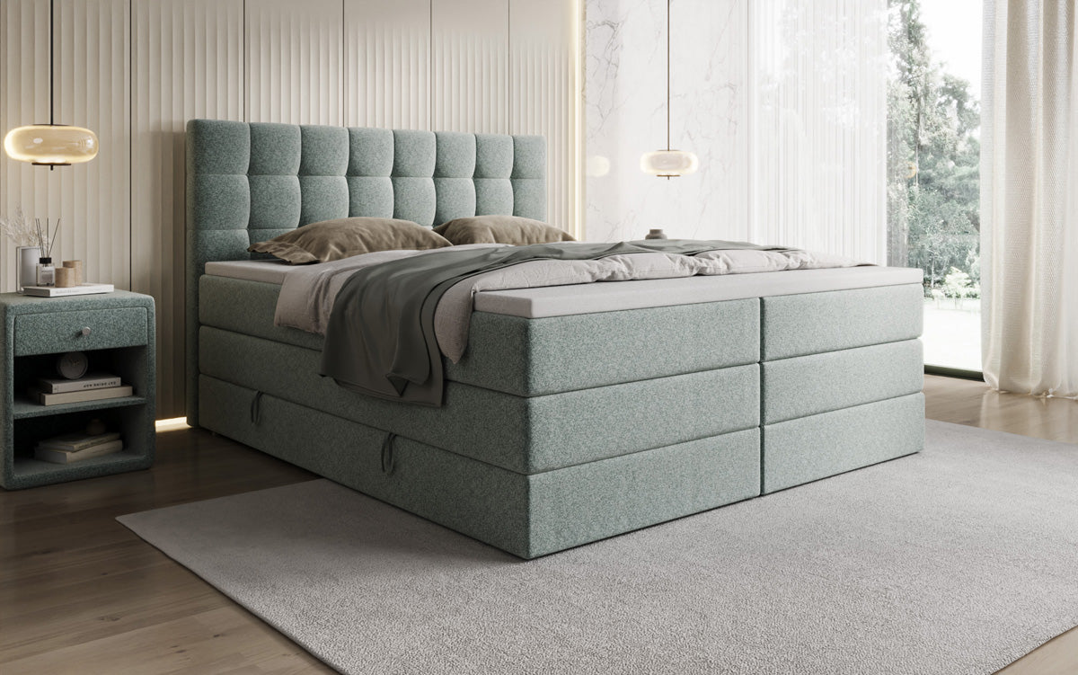 Boxspringbett Grandé a Strukturstoff mat Stauraum