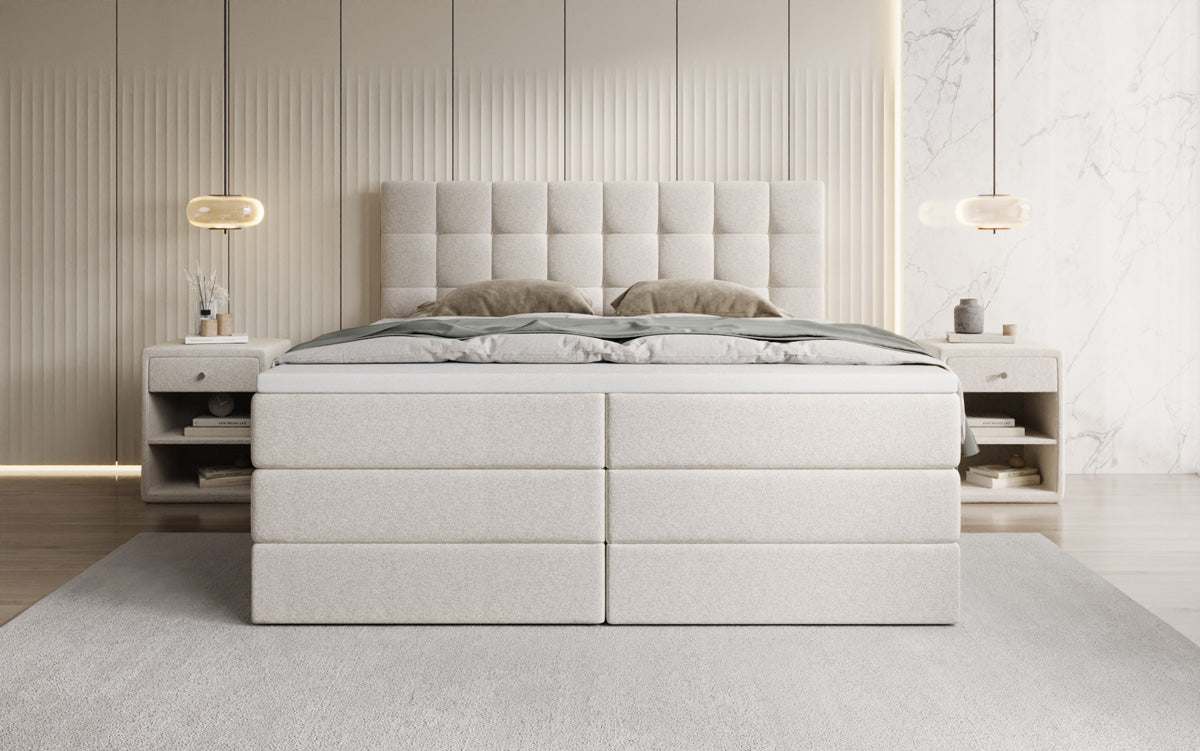 Boxspringbett Grandé a Strukturstoff mat Stauraum