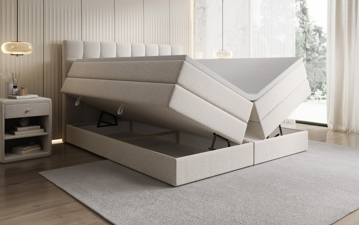 Boxspringbett Grandé a Strukturstoff mat Stauraum