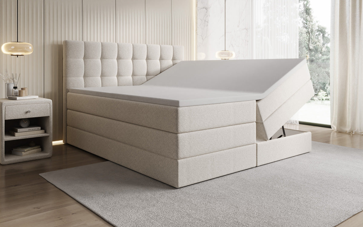 Boxspringbett Grandé a Strukturstoff mat Stauraum