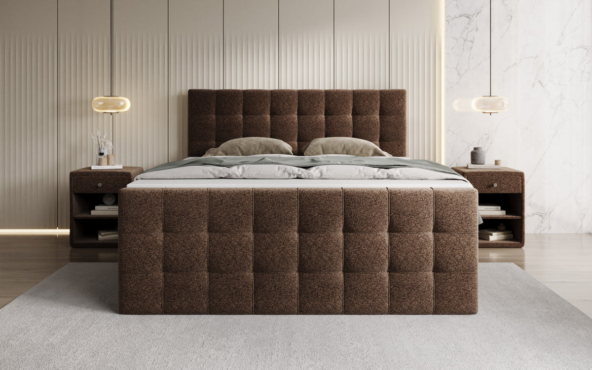 Boxspringbett Ascot am Strukturstoff mat Stauraum