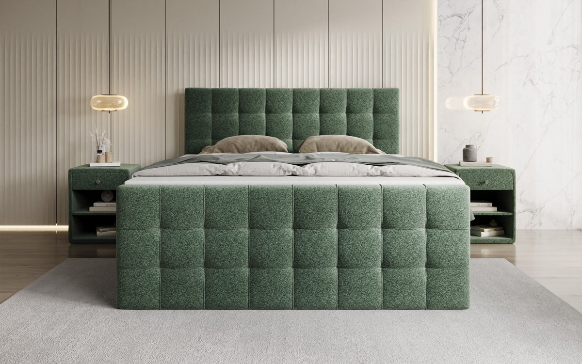 Boxspringbett Ascot am Strukturstoff mat Stauraum
