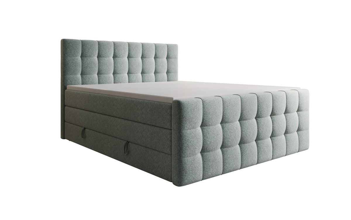 Boxspringbett Ascot am Strukturstoff mat Stauraum