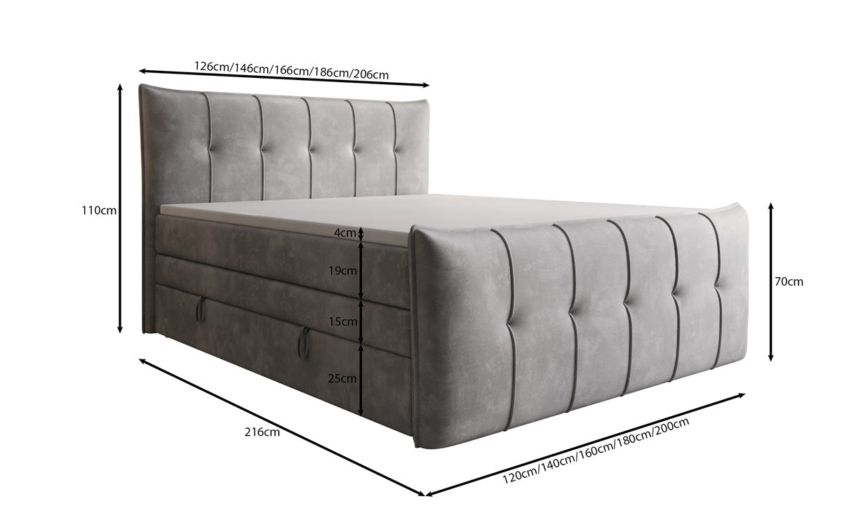Boxspringbett Treviso mat Stauraum a Samett