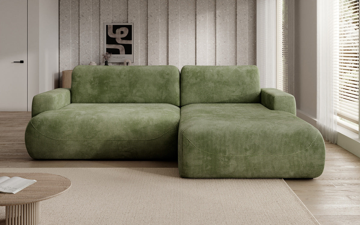 Designer Ecksofa Enzo mit Schlaf- und Klappfunktion in Cord