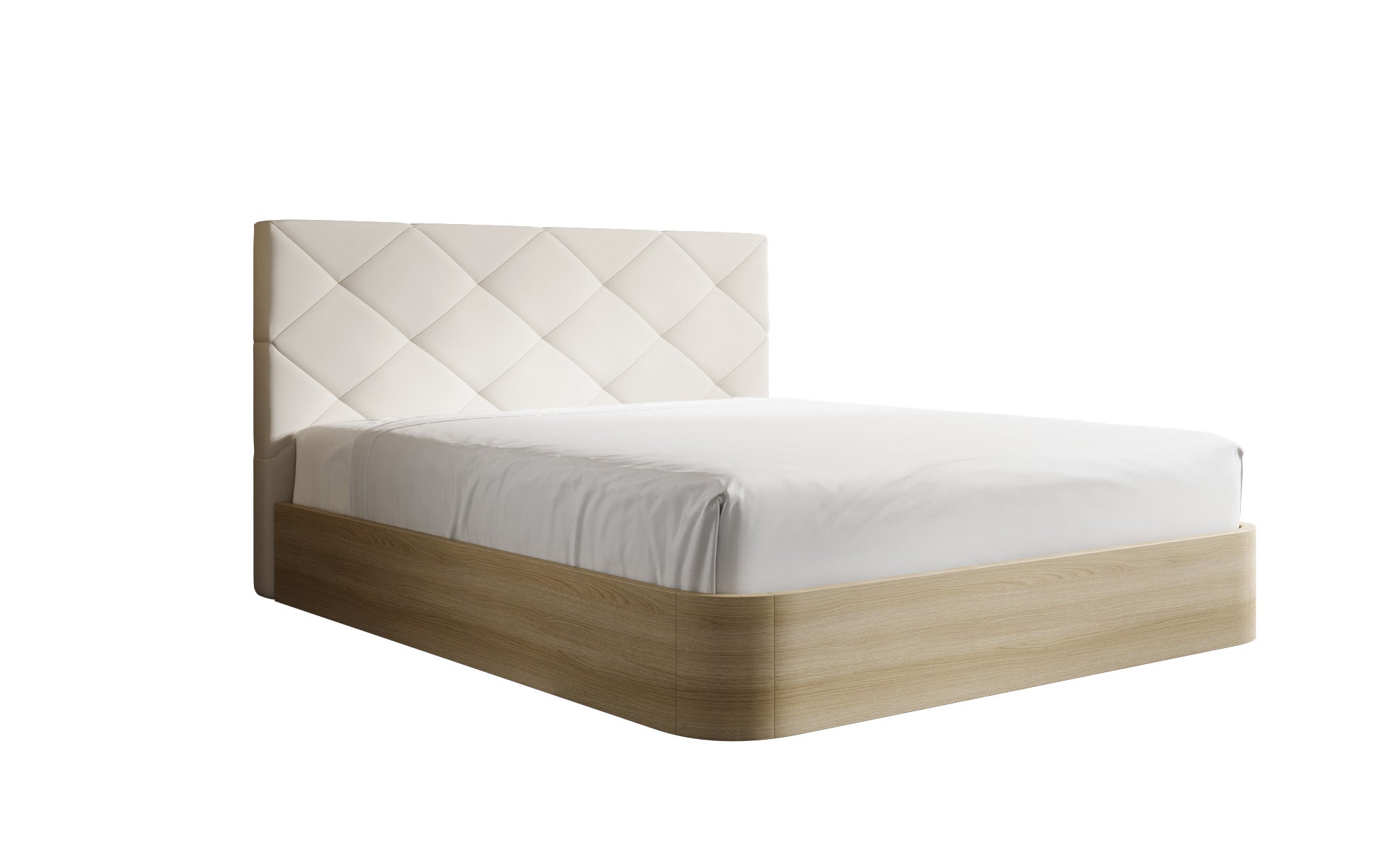 Designer-Polsterbett Fiore Caro aus Stoff mat Stauraum