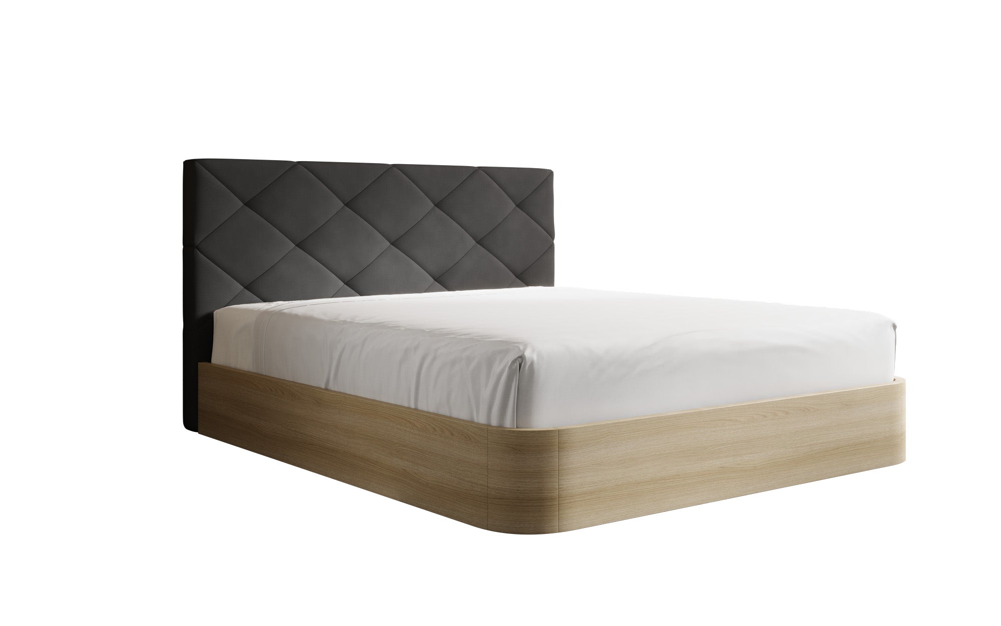 Designer-Polsterbett Fiore Caro aus Stoff mat Stauraum