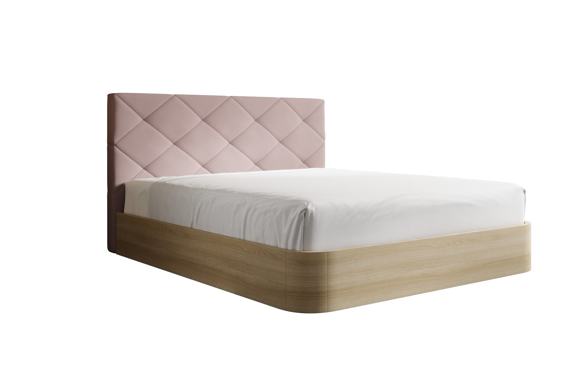 Designer-Polsterbett Fiore Caro aus Stoff mat Stauraum
