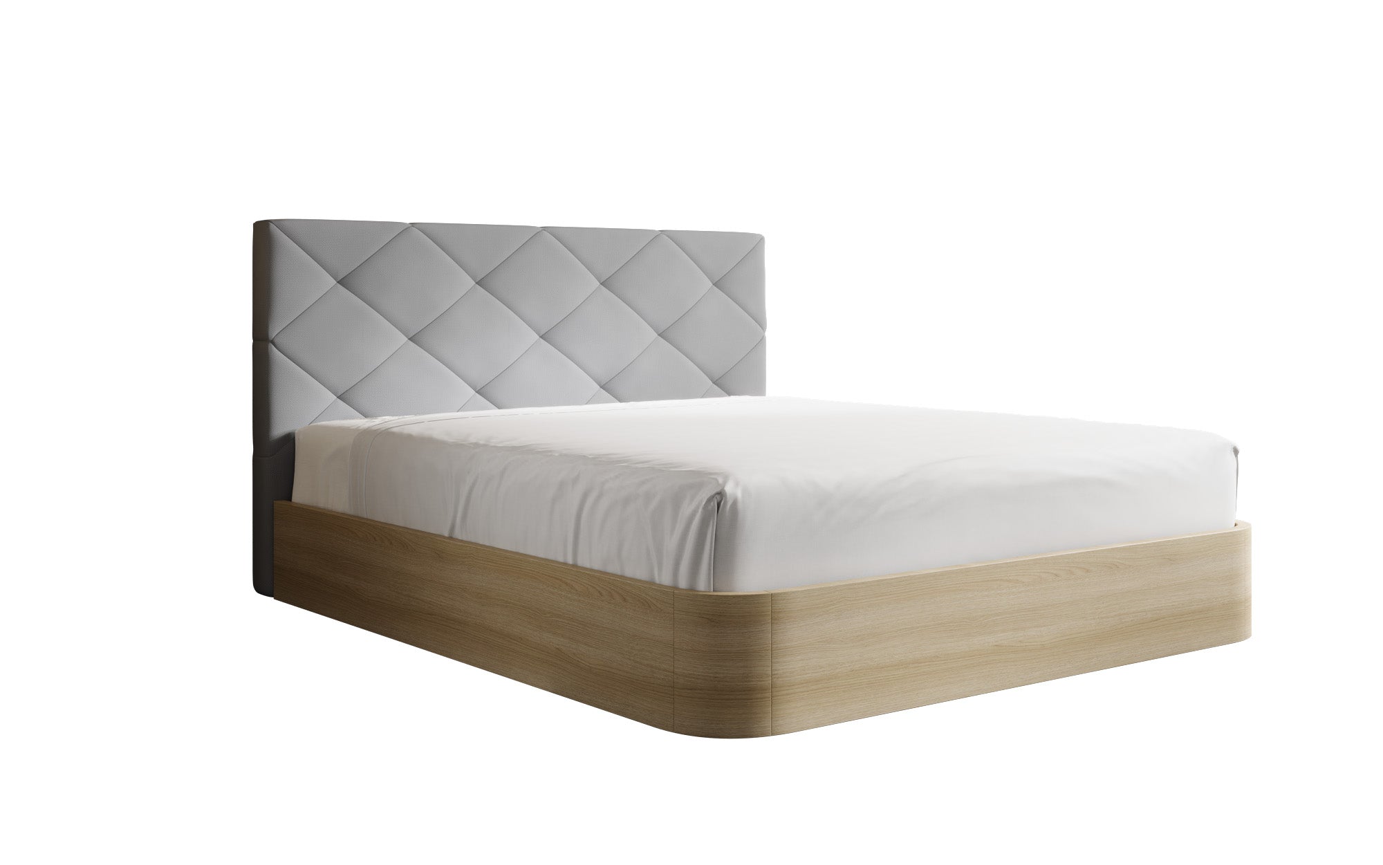 Designer-Polsterbett Fiore Caro aus Stoff mat Stauraum