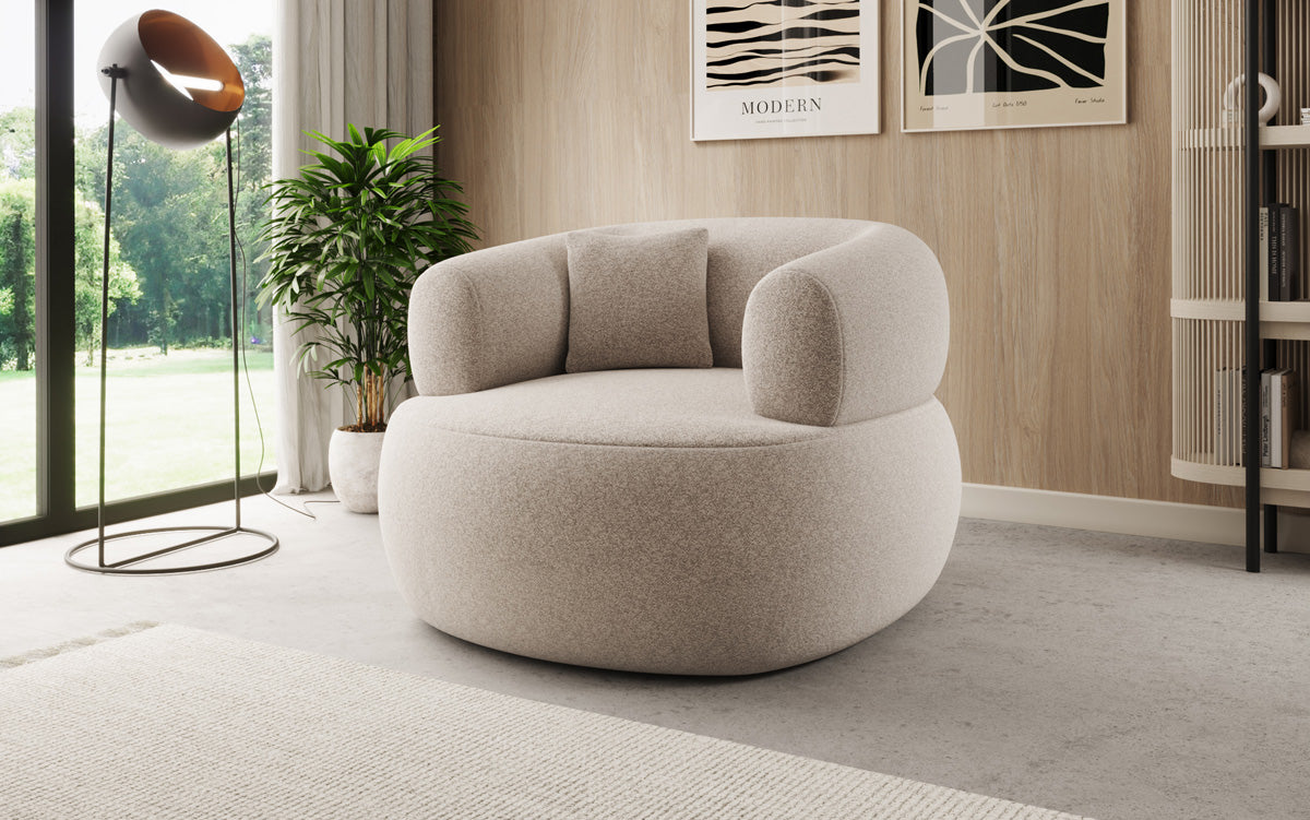 Designer-Sofa-Sessel Bao aus Strukturstoff - 360°-Dréifunktioun