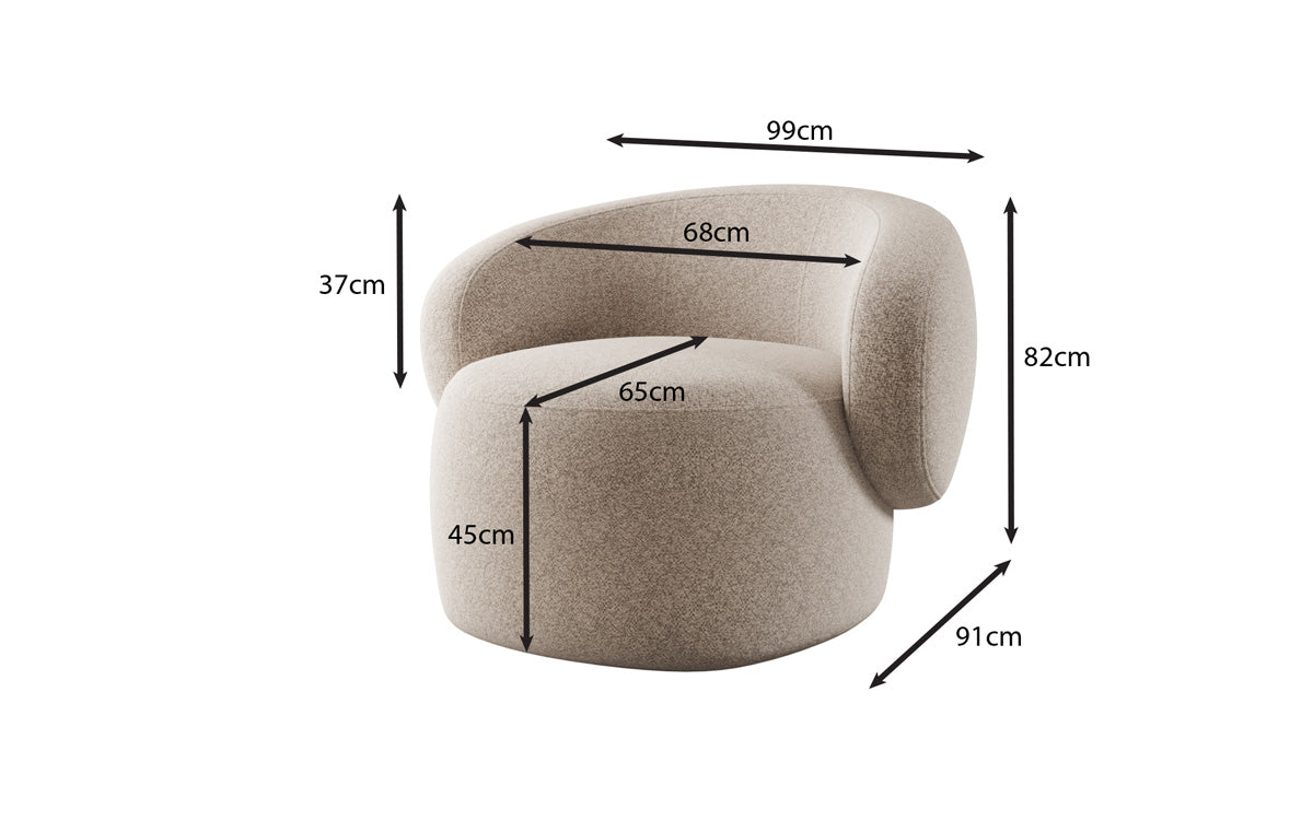 Designer-Sofa-Sessel Kai aus Strukturstoff - 360°-Dréifunktioun