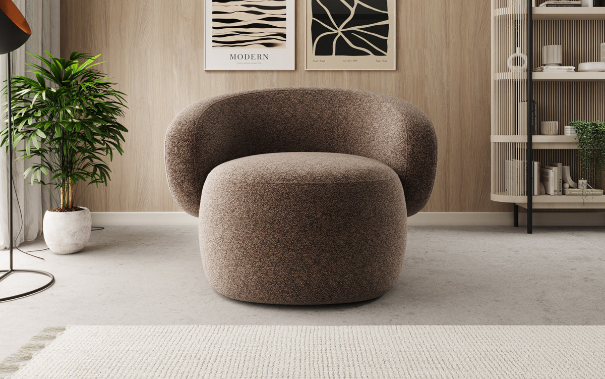 Designer-Sofa-Sessel Kai aus Strukturstoff - 360°-Dréifunktioun