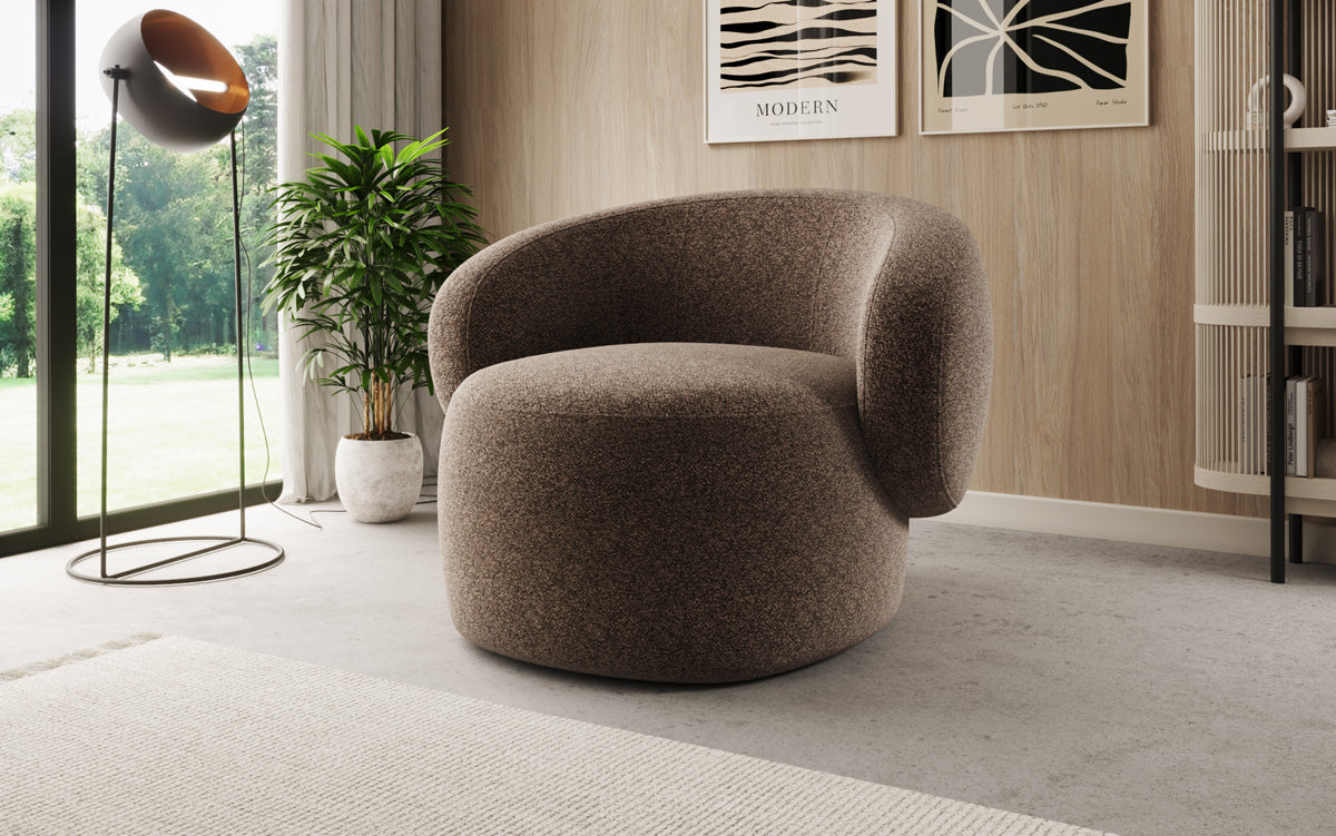 Designer-Sofa-Sessel Kai aus Strukturstoff - 360°-Dréifunktioun