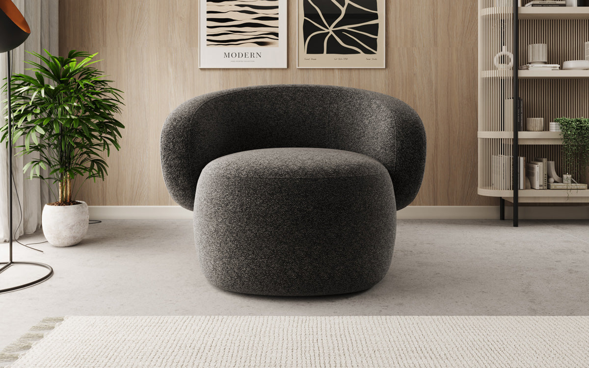 Designer-Sofa-Sessel Kai aus Strukturstoff - 360°-Dréifunktioun