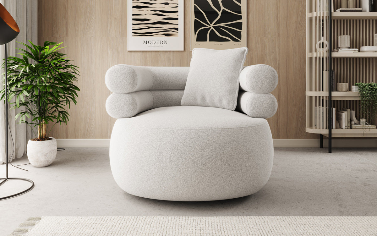 Designer Sofa-Sessel Lio in Strukturstoff - 360°-Drehfunktion