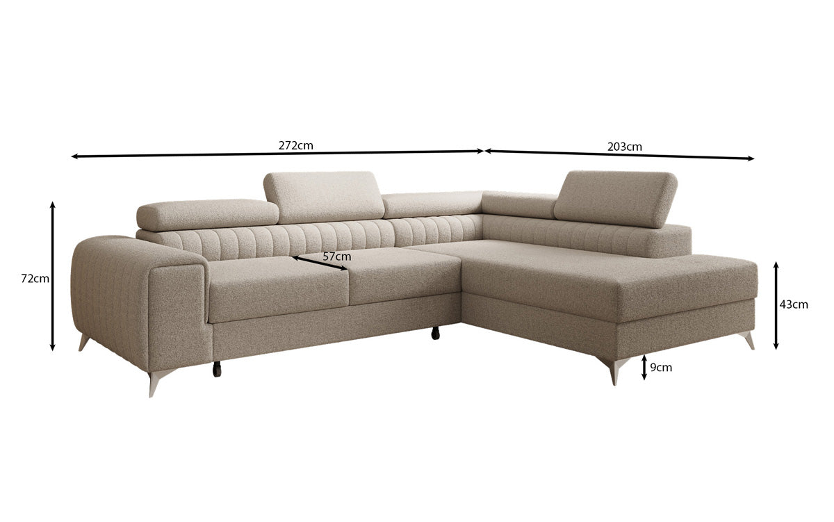 Designer-Ecksofa Aurea mat Schlof- a Klappfunktioun a Bouclé