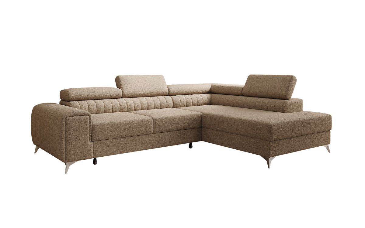 Designer-Ecksofa Aurea mat Schlof- a Klappfunktioun a Bouclé