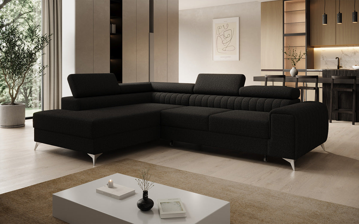 Designer-Ecksofa Aurea mat Schlof- a Klappfunktioun a Bouclé
