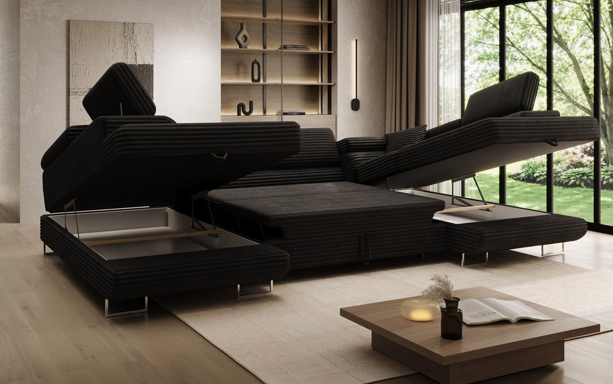 Designer-Sofa Vigo mat Schlof- a Klappfunktioun a Cord