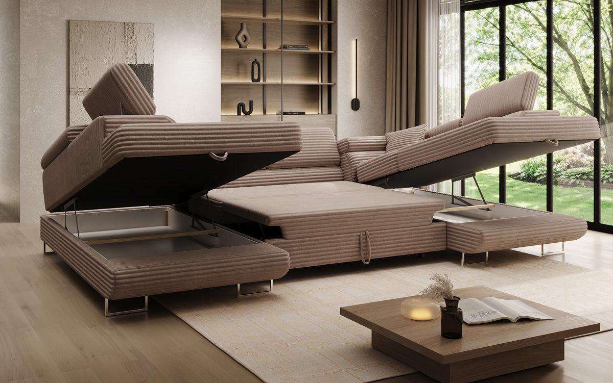 Designer-Sofa Vigo mat Schlof- a Klappfunktioun a Cord