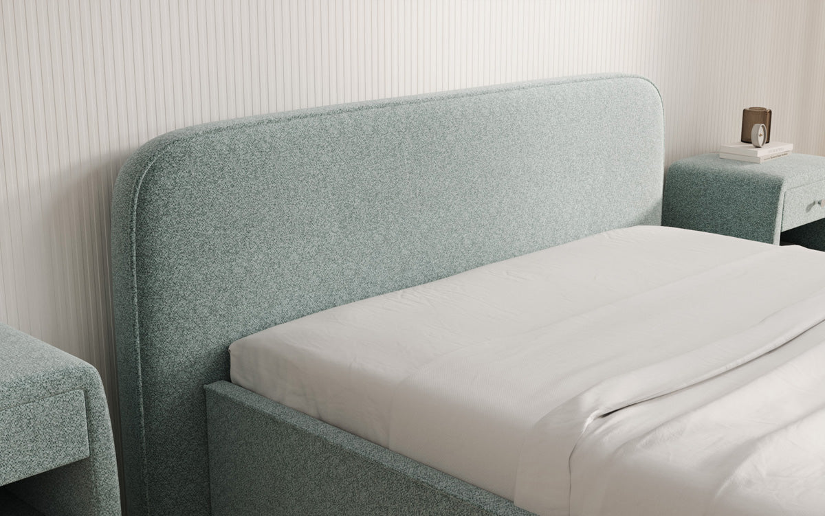 Designer Polsterbett Nola in Strukturstoff mit Stauraum