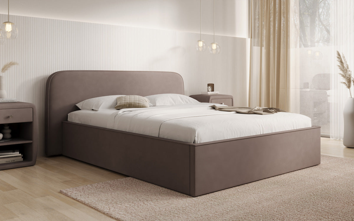 Designer Polsterbett Nola in Stoff mit Stauraum