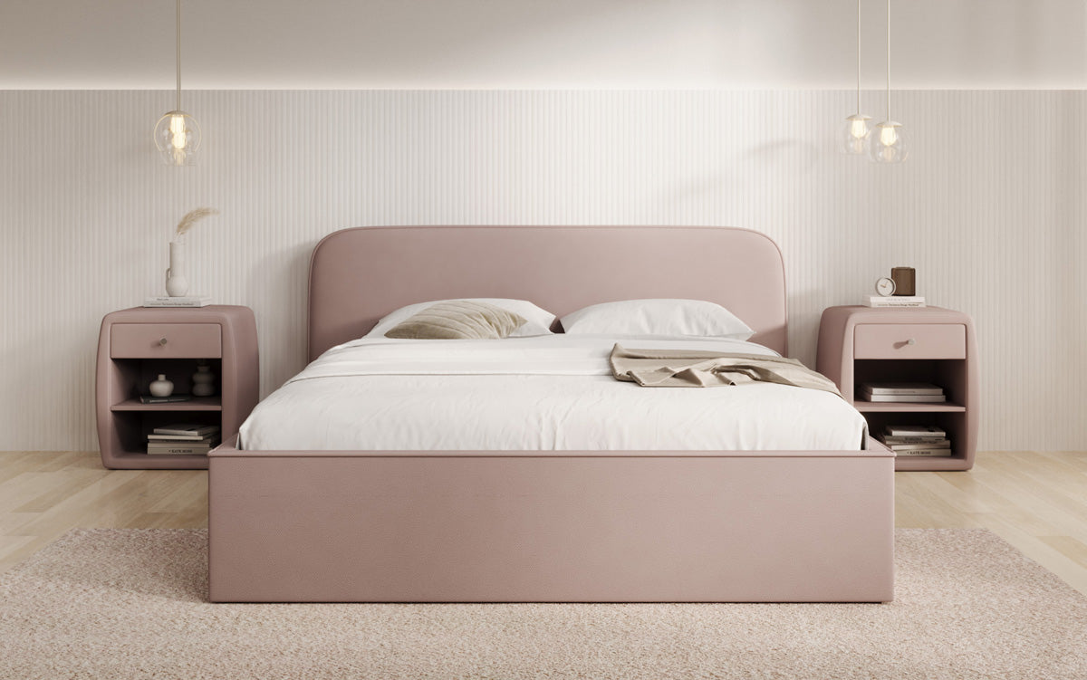 Designer Polsterbett Nola in Stoff mit Stauraum