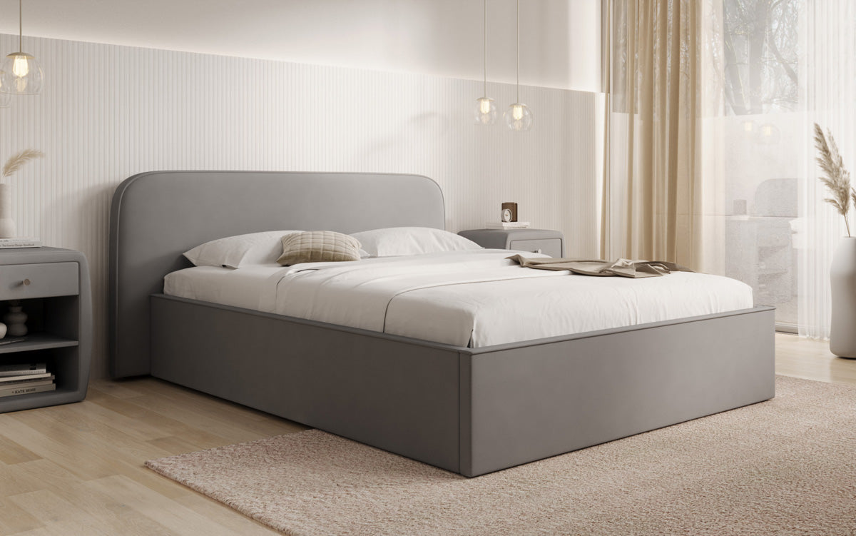 Designer Polsterbett Nola in Stoff mit Stauraum