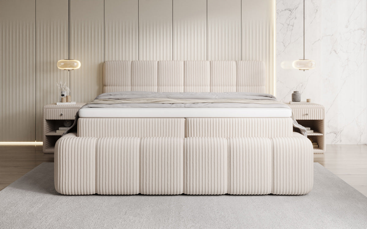 Boxspringbett Bombo a Cord mat Stauraum