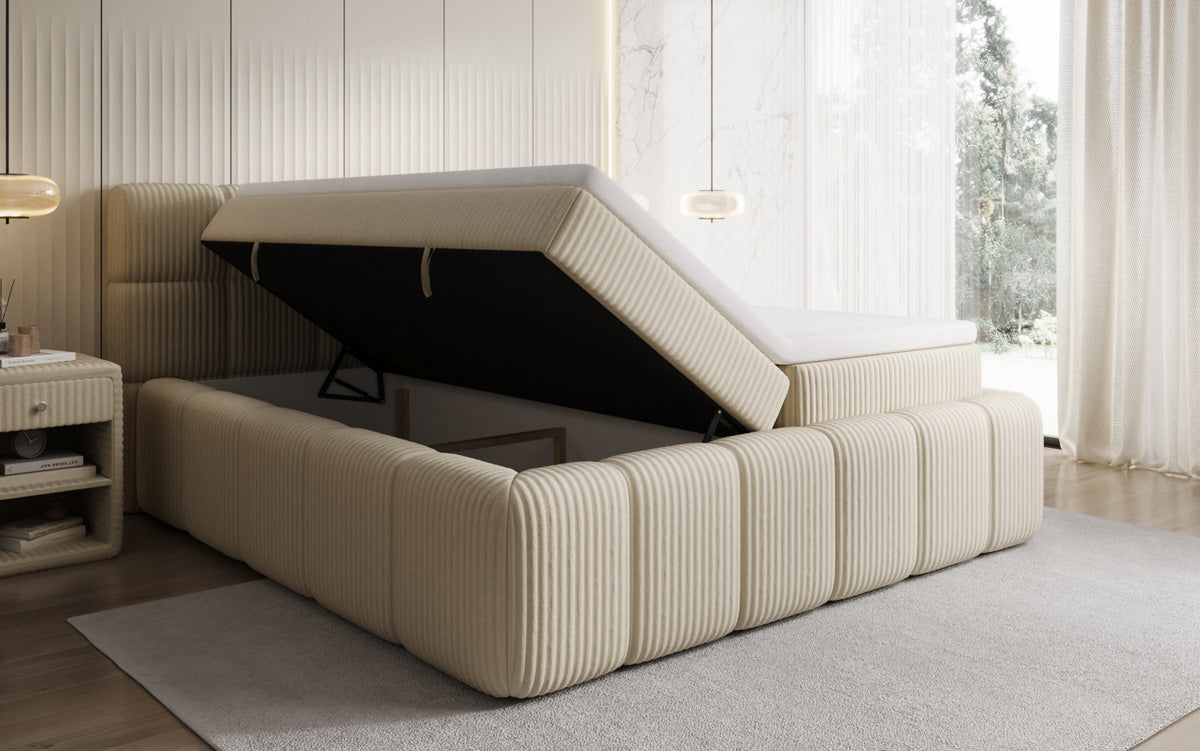 Boxspringbett Bombo a Cord mat Stauraum