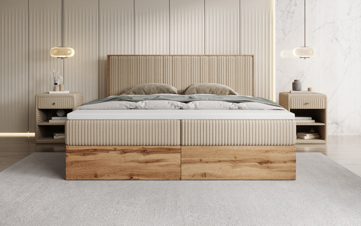 Boxspringbett Timber Line a Cord mat Stauraum