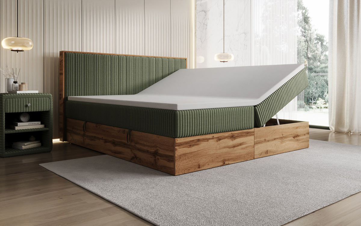 Boxspringbett Timber Line a Cord mat Stauraum