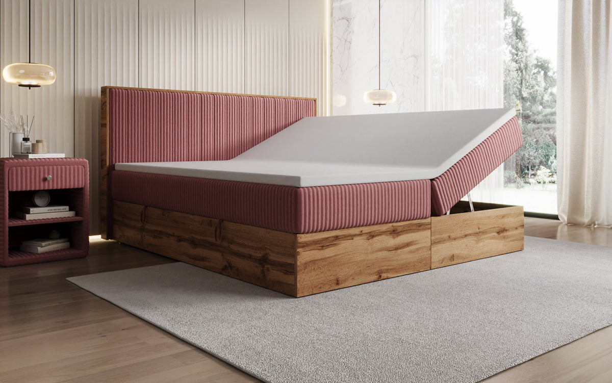 Boxspringbett Timber Line a Cord mat Stauraum