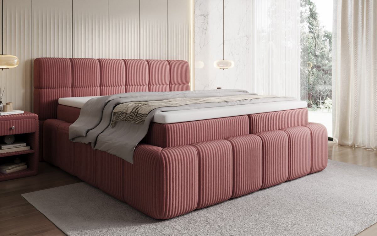 Boxspringbett Bombo a Cord mat Stauraum