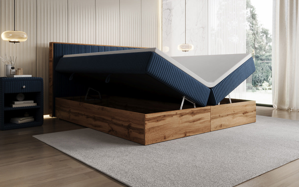 Boxspringbett Timber Line a Cord mat Stauraum